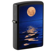 Зажигалка ZIPPO Moon Sunset с покрытием Black Light, латунь/сталь, чёрная, матовая, 38x13x57 мм