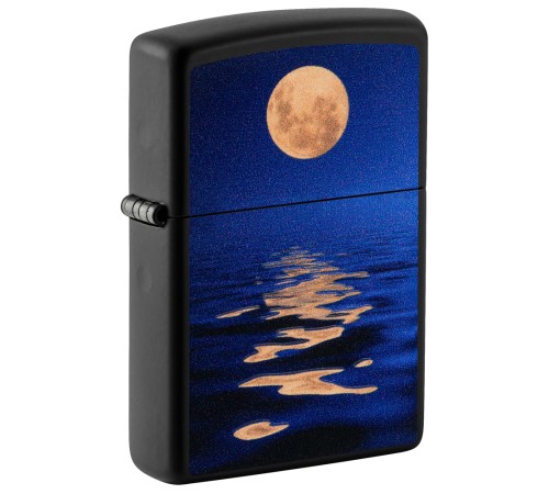 Зажигалка ZIPPO Moon Sunset с покрытием Black Light, латунь/сталь, чёрная, матовая, 38x13x57 мм