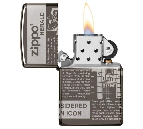 Зажигалка ZIPPO Classic с покрытием Black Ice®, латунь/сталь, чёрная, глянцевая, 38x13x57 мм