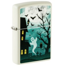 Зажигалка ZIPPO Spooky Design с покрытием Glow In The Dark Green, латунь/сталь, белая, 38x13x57 мм