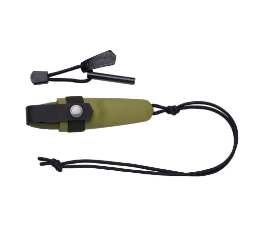 Нож Morakniv Eldris, нержавеющая сталь, цвет зеленый, ножны, шнурок, огниво, 13521