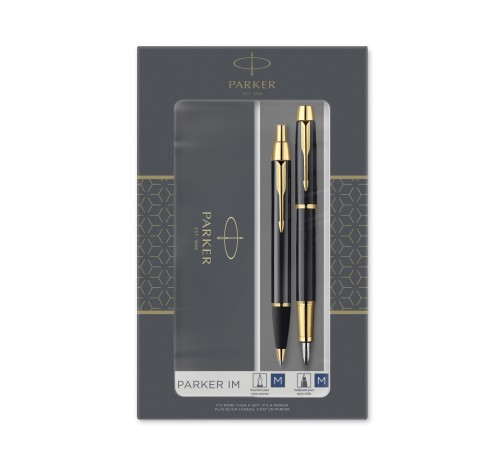 Подарочный набор Parker: IM Core Black GT - ручки перьевая и шариковая