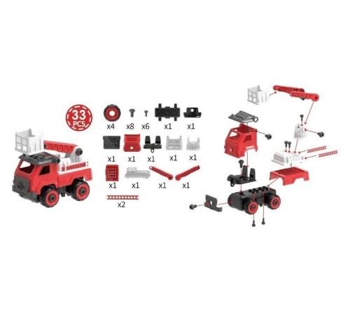 Радиоуправляемая пожарная машина Double Eagle, разборная с отверткой 1/26 2.4G RTR