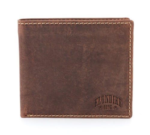 Бумажник KLONDIKE Yukon, натуральная кожа в коричневом цвете, 11 х 2 х 9,5 см