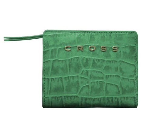 Кошелёк Cross Bebe Coco, кожа наппа фактурная, цвет зелёный/рыжий, 11,2 х 9,4 х 2 см
