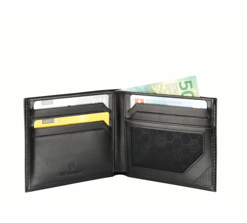 Портмоне VICTORINOX Zenon с защитой от сканирования RFID, чёрное, натуральная кожа наппа, 11x2x9 см