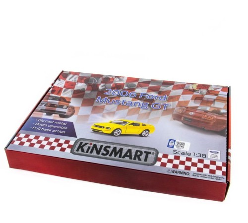 Машина Kinsmart 1:38 Ford Mustang GT с полосками инерция (1/12шт.) б/к