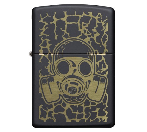 Зажигалка ZIPPO Skull Gas Mask с покрытием Black Matte, латунь/сталь, чёрная, матовая, 38x13x57 мм