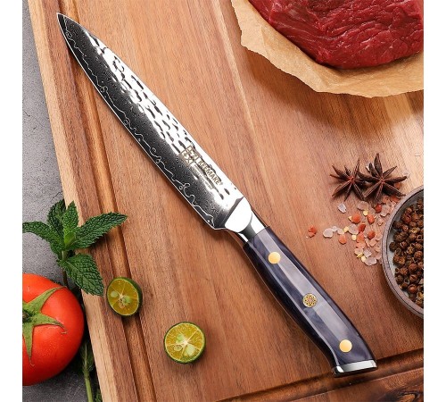 Нож разделочный из дамасской стали Keemake 8 Inch Carving Knife, синий