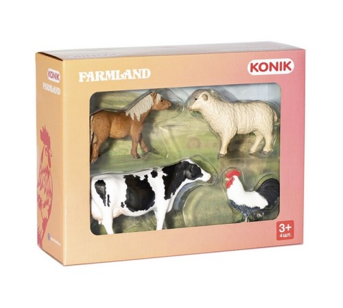 Фигурка KONIK набор животных фермы: петух, овца, пони, корова
