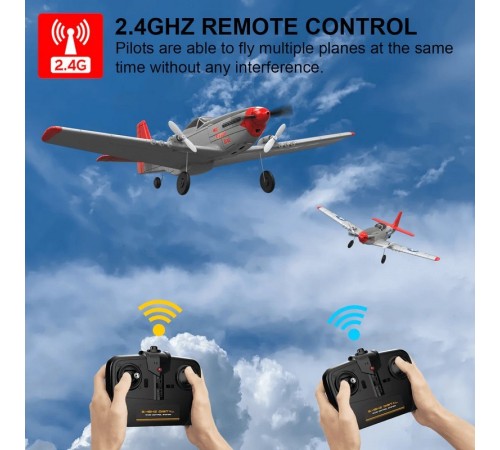 Радиоуправляемый самолет Volantex RC Mustang 400мм (красный) 2.4G 2ch LiPo RTF with Gyro