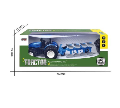 Р/У фермерский трактор Korody с плугом, мет. кузов, двойные колеса 1/24 2.4G 6CH RTR