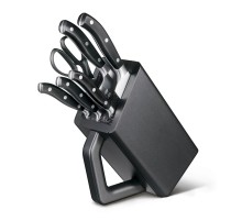 Набор из 6 кованых кухонных приборов VICTORINOX: 5 ножей и ножницы, в антрацитовой подставке из бука