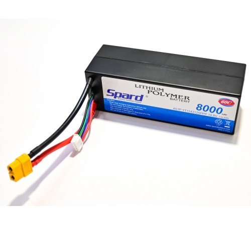 Аккумулятор Li-Po Spard 8000mAh, 14.8V, 50C,  XT60,  Hardcase для автомоделей 1/10, 1/8