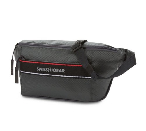 Сумка на пояс SWISSGEAR, серая, полиэстер с плетением рип-стоп, 38 x 5 x 15 см