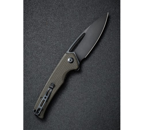 Складной нож SENCUT Mims 9Cr18MoV Steel Black Stonewashed Handle Dark Green Canvas Micarta