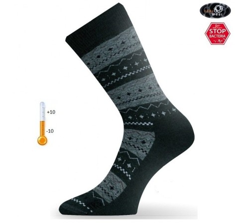 Носки Lasting TWP 686, wool+polypropylene, черный с серым рисунком, размер M, TWP686-M