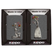 Набор ZIPPO Влюбленные зомби из двух зажигалок с покрытием Iron Stone™, серые, матовые