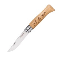 Нож Opinel №8 Animalia, нержавеющая сталь, рукоять дуб, гравировка собака, 001622
