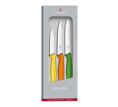 Набор из 3 ножей VICTORINOX Swiss Classic: 2 ножа для овощей 8 и 10 см, столовый нож 11 см