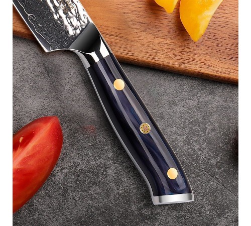 Нож сантоку из дамасской стали Keemake 5 Inch Santoku Knife, синий