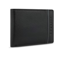 Портмоне BUGATTI Banda, с защитой данных RFID, чёрное, кожа козы/полиэстер, 12,5х2х9 см