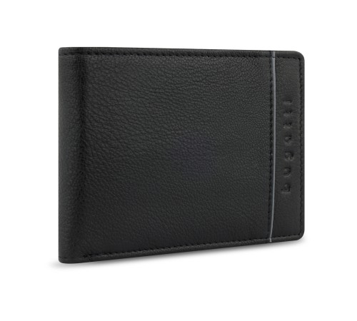 Портмоне BUGATTI Banda, с защитой данных RFID, чёрное, кожа козы/полиэстер, 12,5х2х9 см