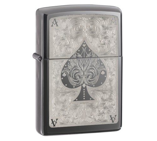 Зажигалка ZIPPO Classic с покрытием Black Ice ®, латунь/сталь, чёрная, глянцевая, 38x13x57 мм