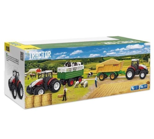 Р/У фермерский трактор Korody с прицепом для скота, широкие колеса 1/24 2.4G 6CH RTR