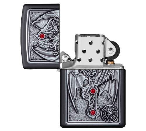 Зажигалка ZIPPO Winged Dragon Cross с покрытием Black Matte, латунь/сталь, чёрная, 38x13x57 мм