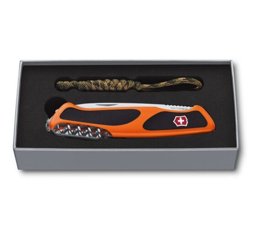 Нож перочинный VICTORINOX RangerGrip 55 SE 2019, 130 мм, 13 фнк, с фиксатором, оранжевый с чёрным