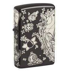 Зажигалка ZIPPO Pirates Treasure с покрытием High Polish Black, латунь/сталь, черная, 38x13x57 мм