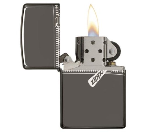 Зажигалка ZIPPO Classic с покрытием Black Ice ®, латунь/сталь, чёрная, глянцевая, 38x13x57 мм