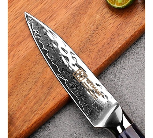 Нож из дамасской стали для овощей Keemake 3,5 Inch Paring Knife, синий