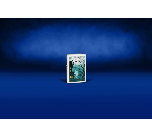 Зажигалка ZIPPO Spooky Design с покрытием Glow In The Dark Green, латунь/сталь, белая, 38x13x57 мм