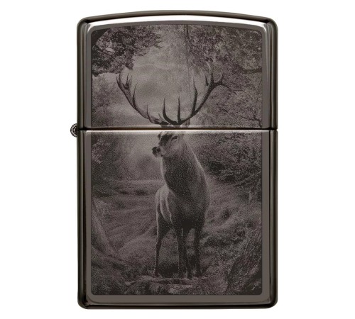 Зажигалка ZIPPO Classic с покрытием Black Ice®, латунь/сталь, чёрная, глянцевая, 38x13x57 мм