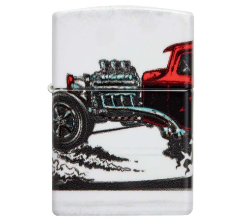 Зажигалка ZIPPO Hot Rod Design с покрытием 540 Matte, латунь/сталь, белая, матовая, 38x13x57 мм