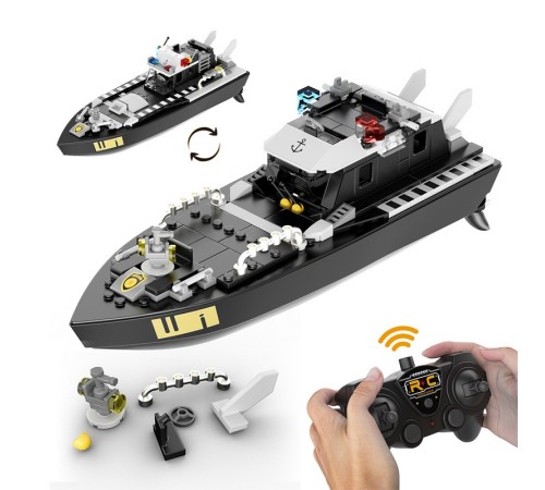 Радиоуправляемый катер Flytec V103 конструктор 2 в 1 (169 деталей) 2.4G RTR