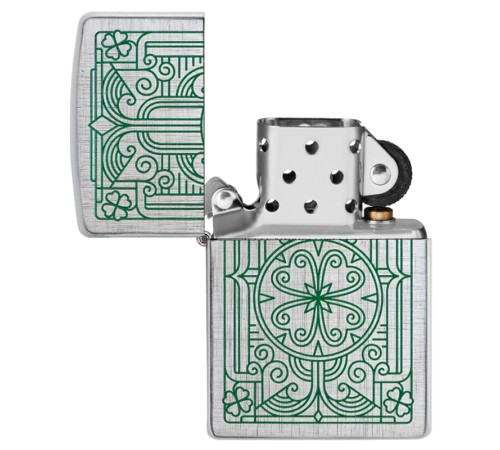 Зажигалка ZIPPO Luck Design с покрытием Brushed Chrome, латунь/сталь, серебристая, 38x13x57 мм