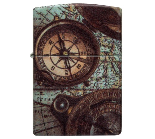 Зажигалка ZIPPO Compass Design с покрытием 540 Matte, латунь/сталь, разноцветная, 38x13x57 мм