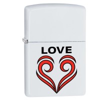 Зажигалка ZIPPO 214 Love Theme с покрытием White Matte, латунь/сталь, белая, матовая, 36x12x56 мм