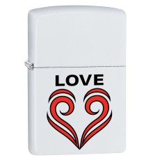 Зажигалка ZIPPO 214 Love Theme с покрытием White Matte, латунь/сталь, белая, матовая, 36x12x56 мм