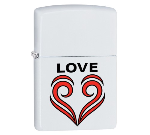 Зажигалка ZIPPO 214 Love Theme с покрытием White Matte, латунь/сталь, белая, матовая, 36x12x56 мм