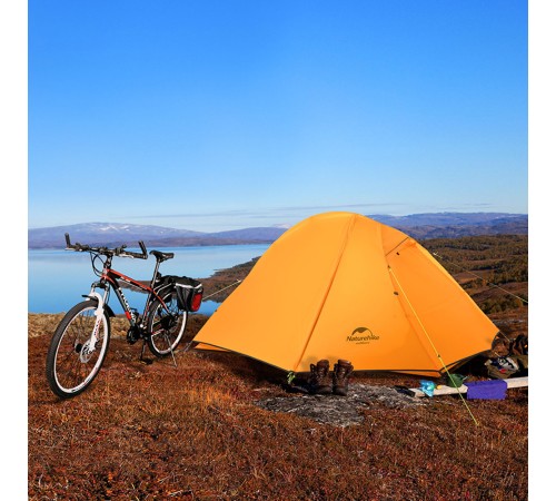 Палатка 1-местная Naturehike сверхлегкая + коврик NH18A095-D, 20D, оранжевый, 6975641886495