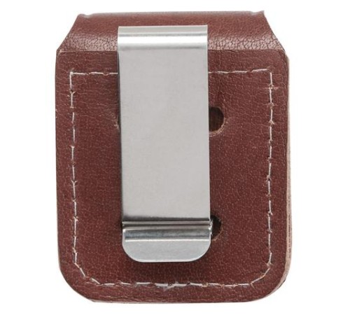 Чехол Zippo для зажигалки, кожа, с металлическим фиксатором на ремень, коричневый, 57х30x75 мм