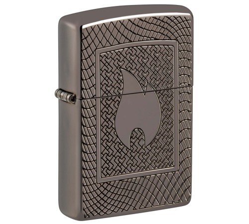 Зажигалка ZIPPO Armor® с покрытием Black Ice®, латунь/сталь, чёрная, 29x10x60 мм