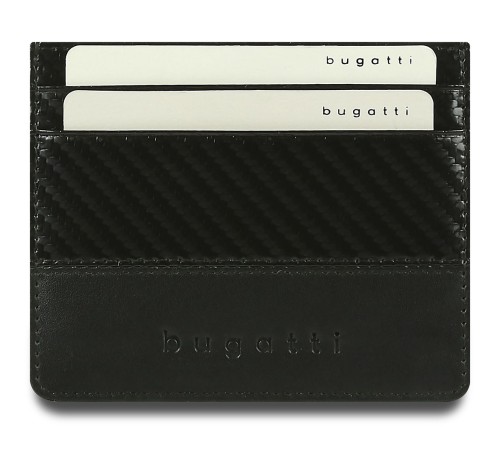 Портмоне для кредитных карт BUGATTI КОМЕТА | COMET, с защитой данных RFID, черное, натуральная воловья кожа, 10,2х0,2х8,2 см