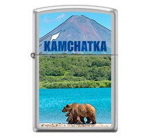 Зажигалка ZIPPO Камчатка с покрытием Satin Chrome™, латунь/сталь, серебристая, матовая, 38x13x57 мм