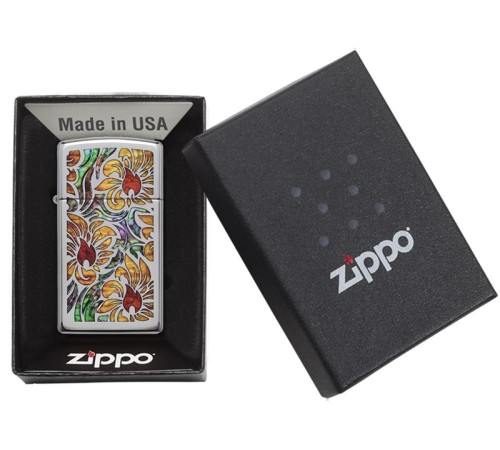 Зажигалка ZIPPO Slim® с покрытием High Polish Chrome, латунь/сталь, серебристая, 29x10x60 мм