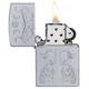 Зажигалка ZIPPO Butterfly and Wolf с покрытием Satin Chrome, латунь/сталь, серебристая, 38x13x57 мм